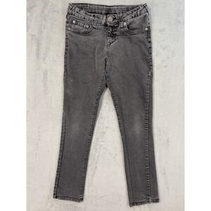 True Religion Jeans Girls 12 Black Denim Mid Rise Skinny Adjustable Waist